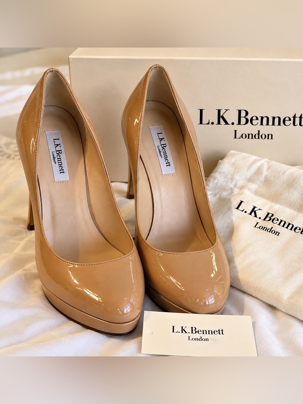 L.K. Bennett Sledge Nude Patent Leather Pumps EU 41 New